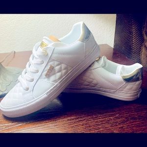 Guess white and gold sneakers